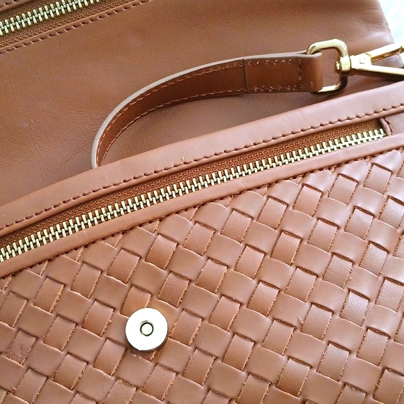 Quince italian leather handwoven convertible clutch cognac - Picture 8 of 10